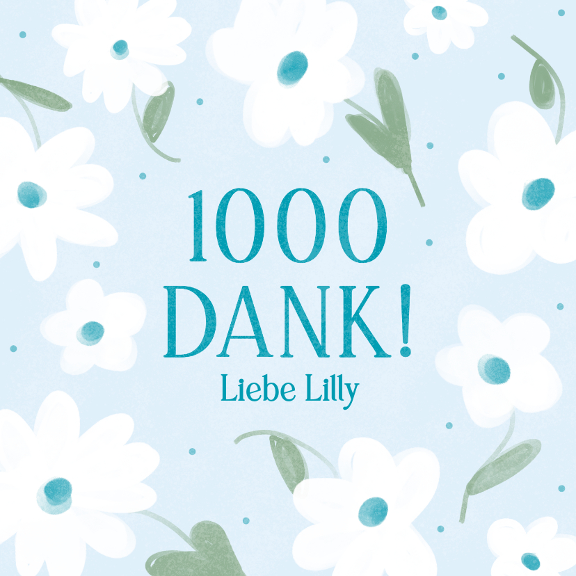Dankeskarten - Dankeskarte '1000 Dank' mit Blumen