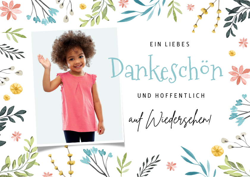 Dankeskarten - Dankeskarte Abschied Kindergarten Foto & Blumen