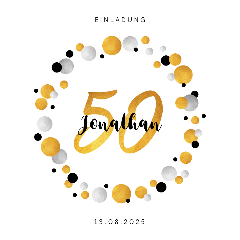 Einladung Geburtstag - Einladung zum 50. Geburtstag Goldakzente