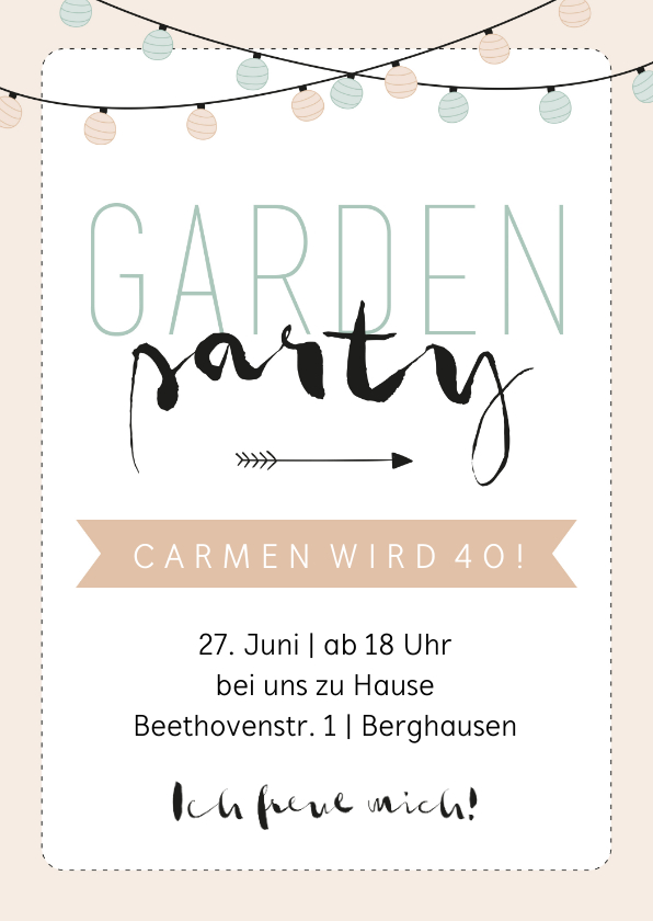 Einladung Geburtstag - Einladung zum Geburtstag Gartenparty pastell