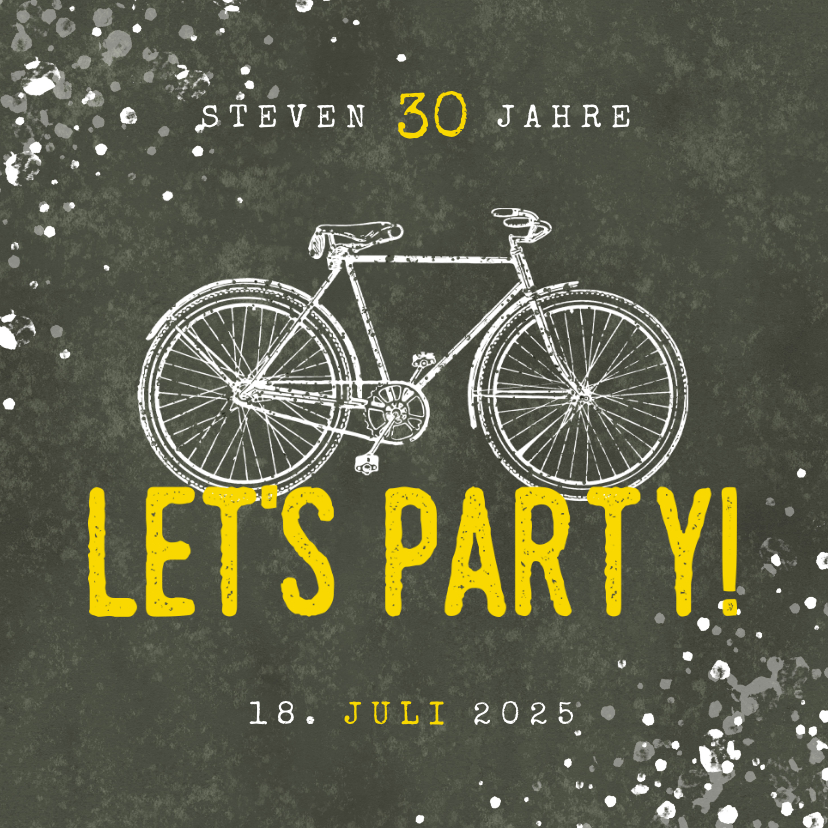 Einladung Geburtstag - Einladung zum Geburtstag Let's Party mit Fahrrad