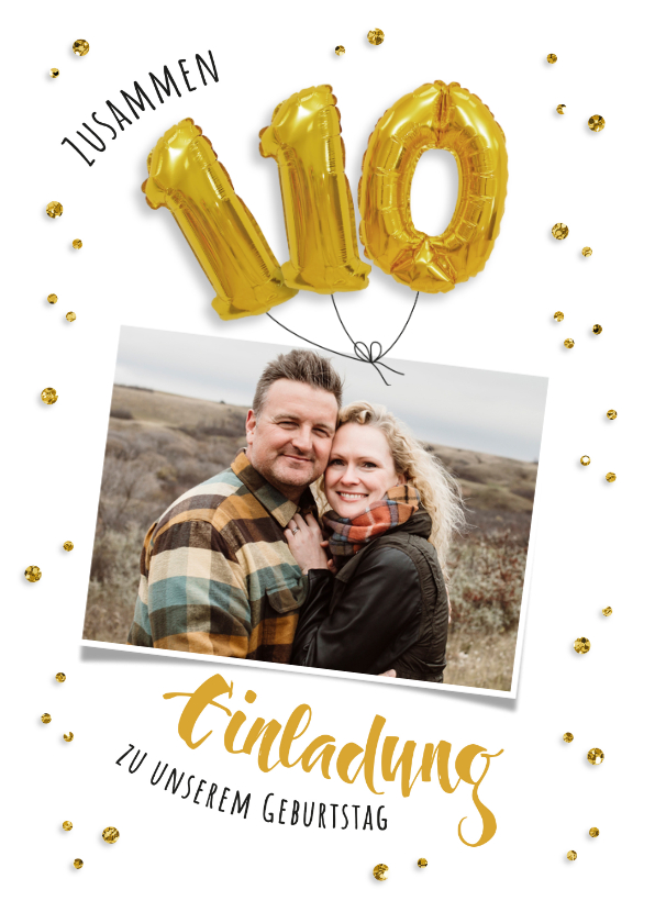 Einladung Geburtstag - Einladung zum gemeinsamen Geburtstag 110 Ballons