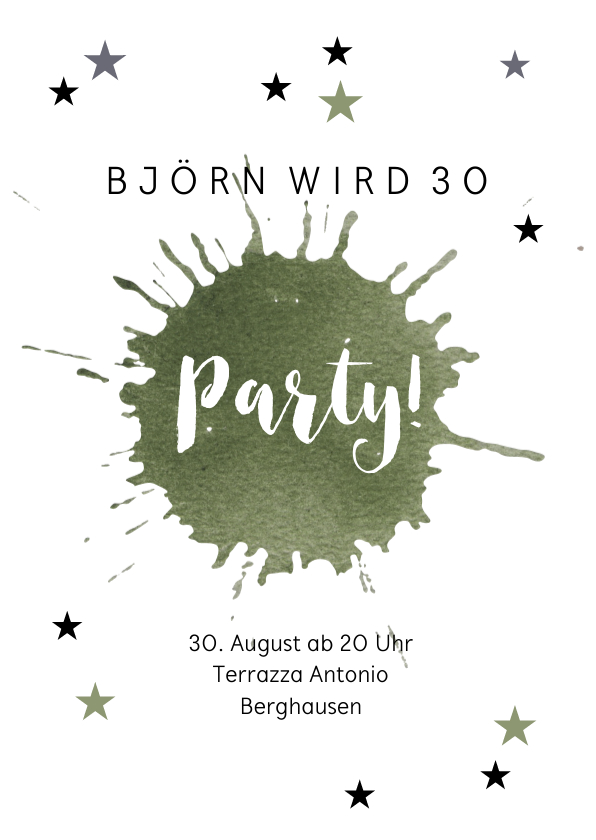 Einladung Geburtstag - Einladung zur Geburtstagsparty Party Stars grün
