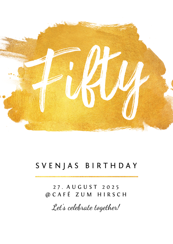 Einladung Geburtstag - Einladungskarte 'Fifty' mit Goldeffekten