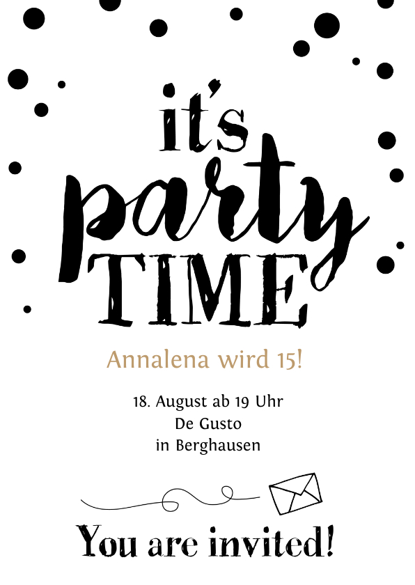 Einladung Geburtstag - Party-Time Einladung zum 15. Geburtstag
