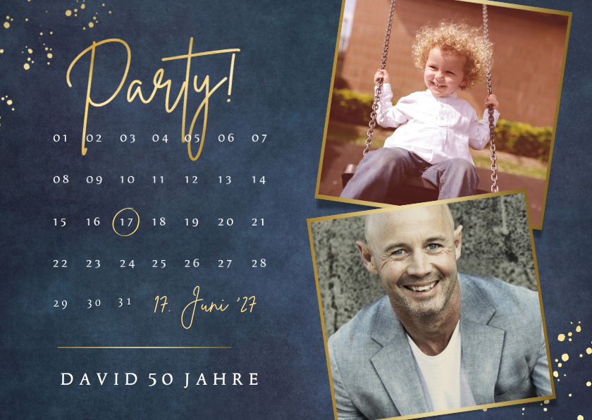 Einladung Geburtstag - Partyeinladung Geburtstag blau Kalender & Fotos