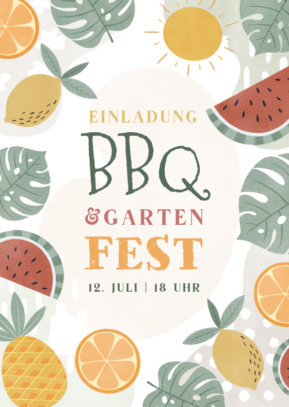 Einladungskarten - Einladung zum BBQ-Gartenfest sommerlich