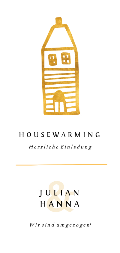 Einladungskarten - Einladung zur Housewarming mit goldenem Haus