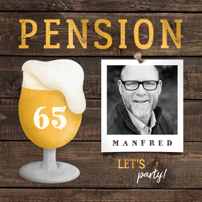 Einladungskarten - Einladung zur Rentnerfeier Bierglas mit Alter