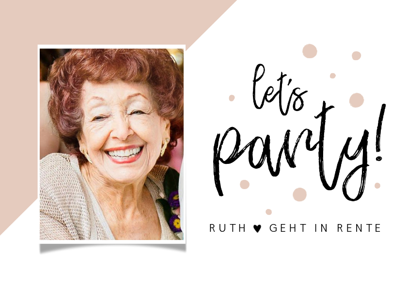 Einladungskarten - Einladung zur Rentnerfeier Foto rosa Konfetti