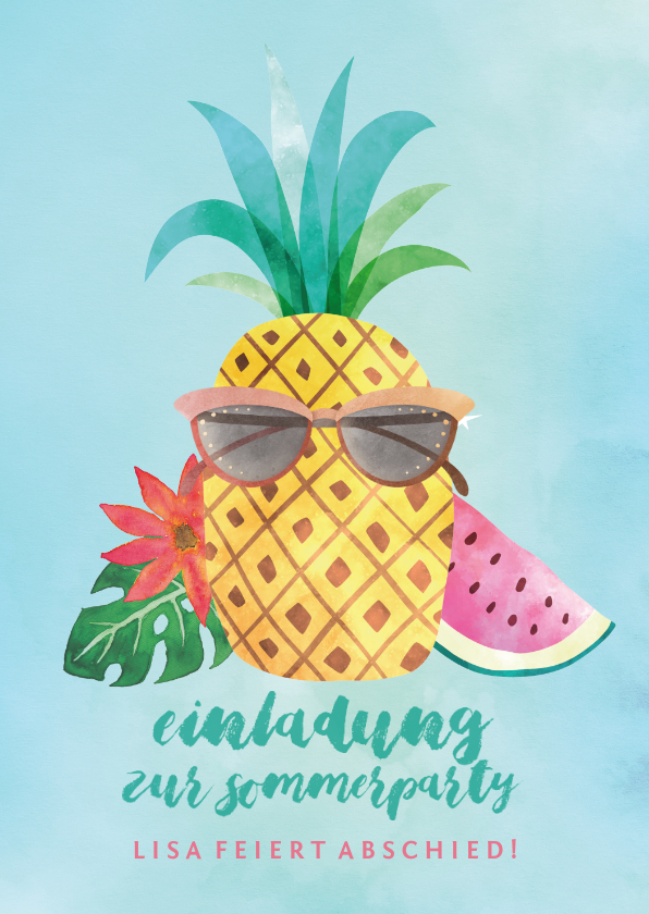 Einladung zur Sommerparty Coole Ananas | Kaartje2go