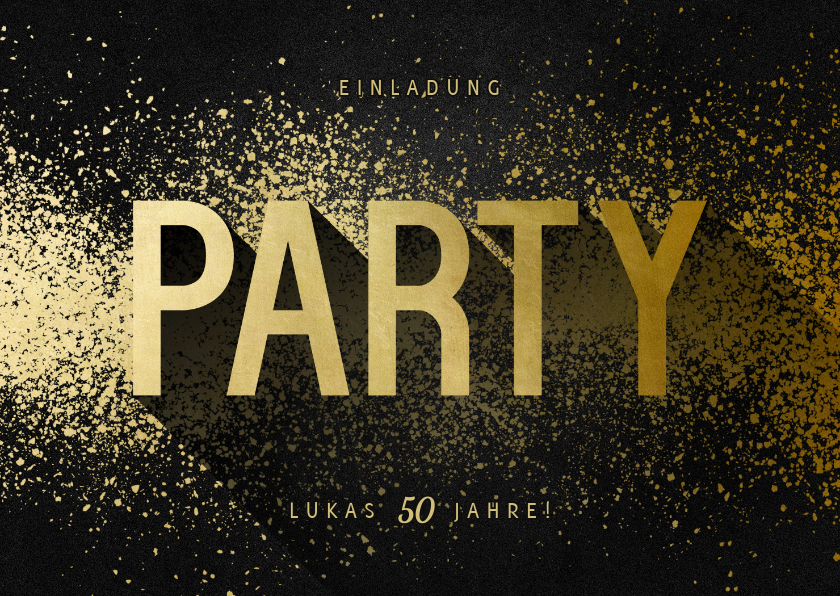 Einladungskarten - Einladungskarte Party Typografie Goldlook