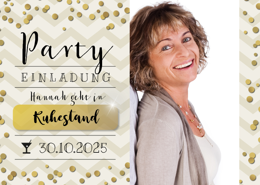 Einladungskarten - Ruhestand-Party champagner