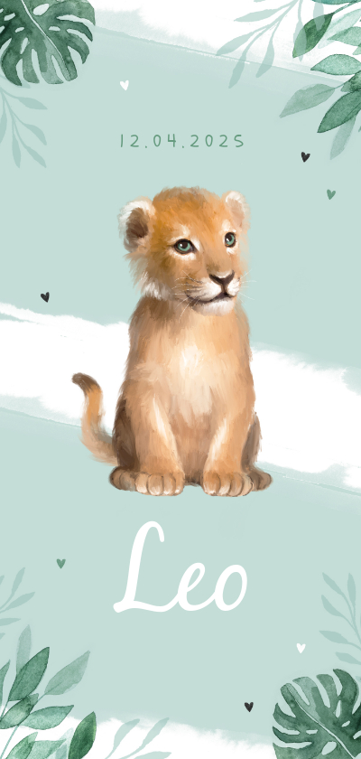 kleiner Löwe schaut über Mamas Rücken Klappkarte mit Umschlag lions cub 