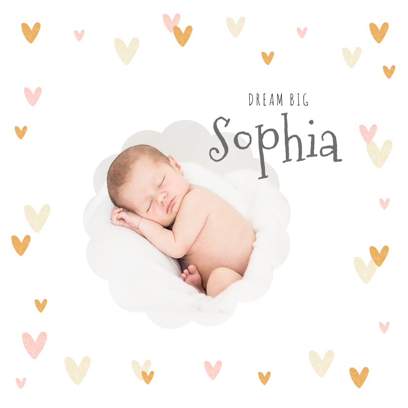Geburtskarten - Dankeskarte zur Geburt eigenes Foto und Herzchenrahmen
