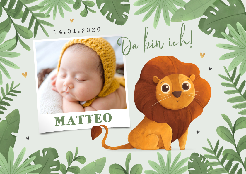 Geburtskarten - Foto-Danksagung Geburt mit Löwe