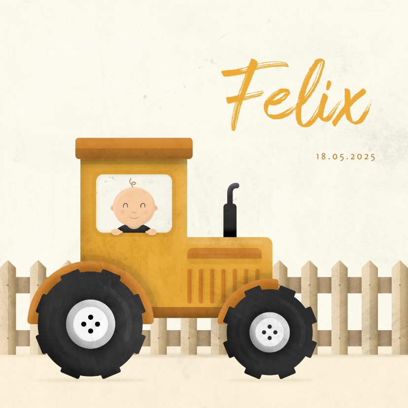 Geburtskarten - Geburtskarte Junge in Traktor