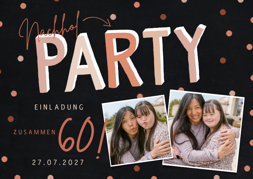 Geburtstagseinladungen - Einladung zur gemeinsamen Party mit Fotos