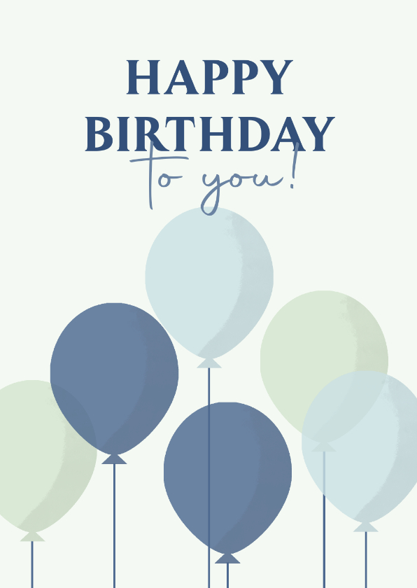 Geburtstagskarten - Blaue Geburtstagskarte grafische Luftballons 