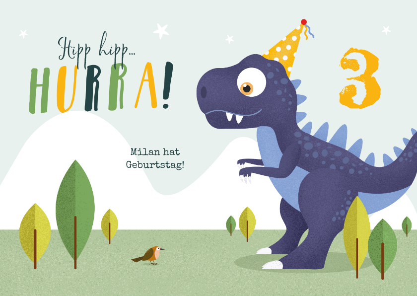Geburtstagskarten - Dino-Glückwunschkarte Geburtstag
