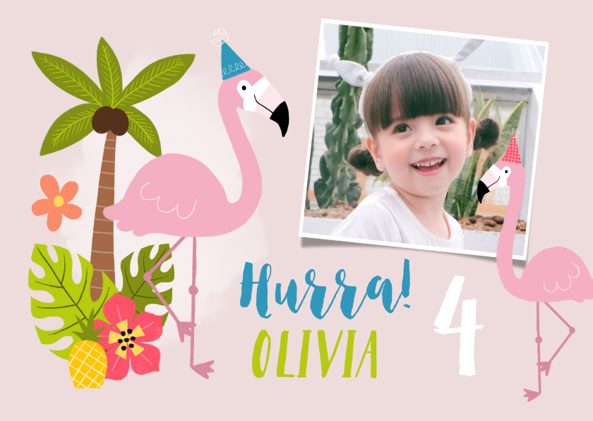 Geburtstagskarten - Flamingo Geburtstagskarte mit Foto