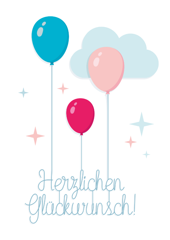 Geburtstagskarten - Fröhliche Glückwunschkarte mit Luftballons