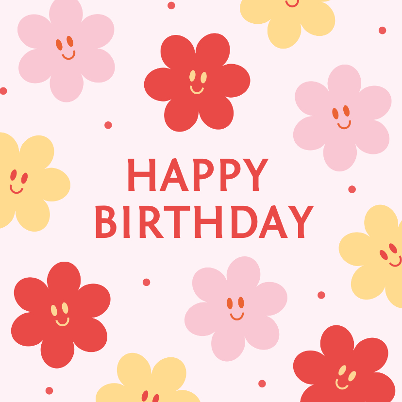 Geburtstagskarten - Geburtstags-Glückwunschkarte lachende Blumen