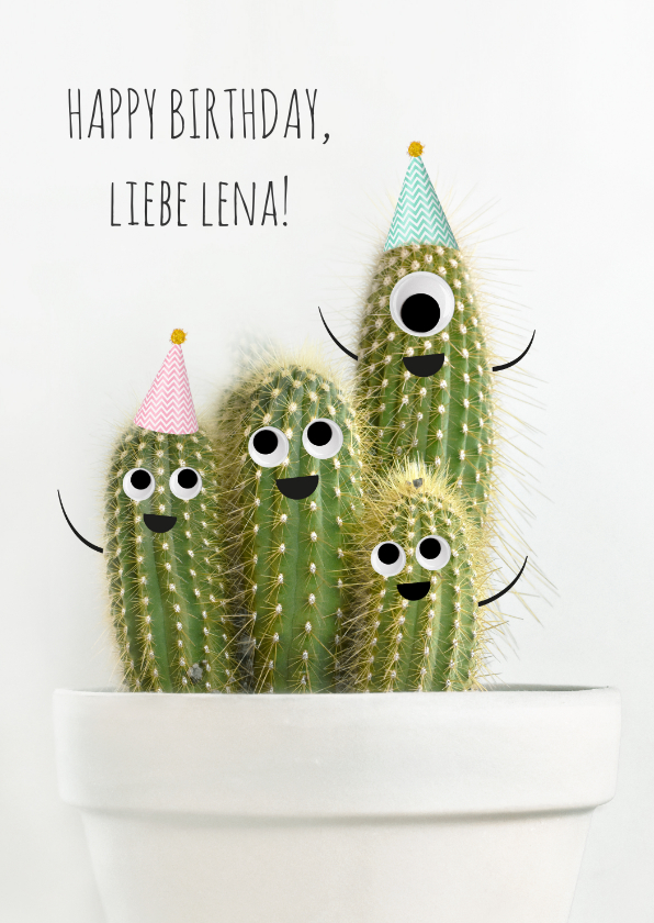 Geburtstagskarten - Geburtstags-Glückwunschkarte mit lustiger Kaktusparty