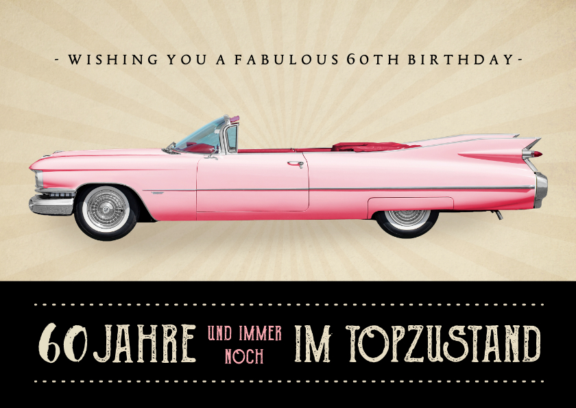 Geburtstagskarten - Geburtstagskarte Auto Klassiker pink