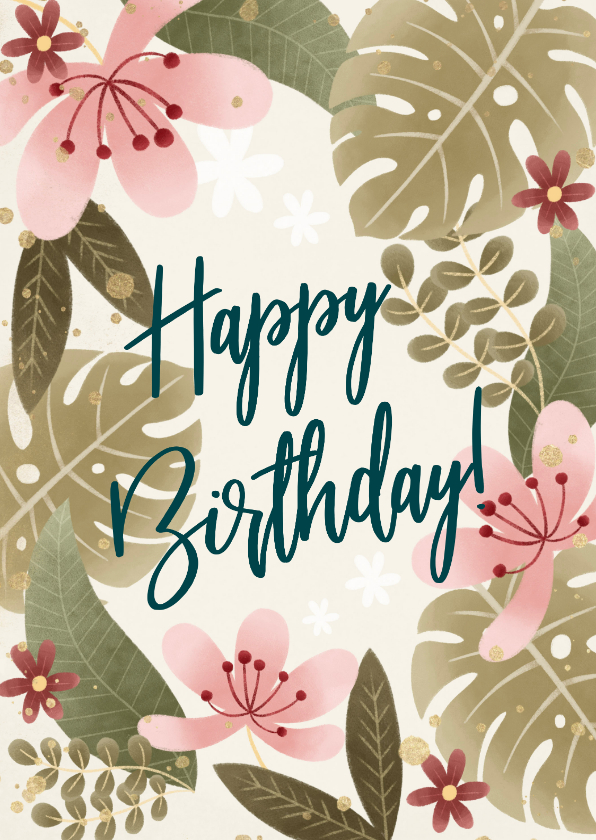 Geburtstagskarten - Geburtstagskarte Blätter und Blüten