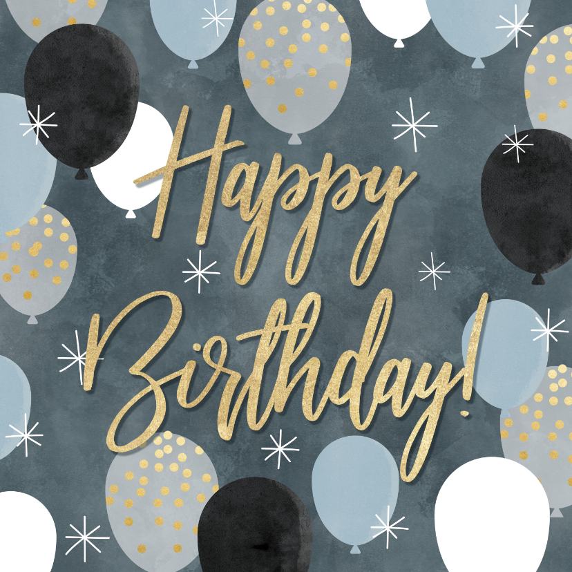 Geburtstagskarten - Geburtstagskarte blaue Ballons 'Happy Birthday'