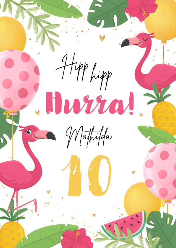 Geburtstagskarten - Geburtstagskarte Flamingos & Luftballons