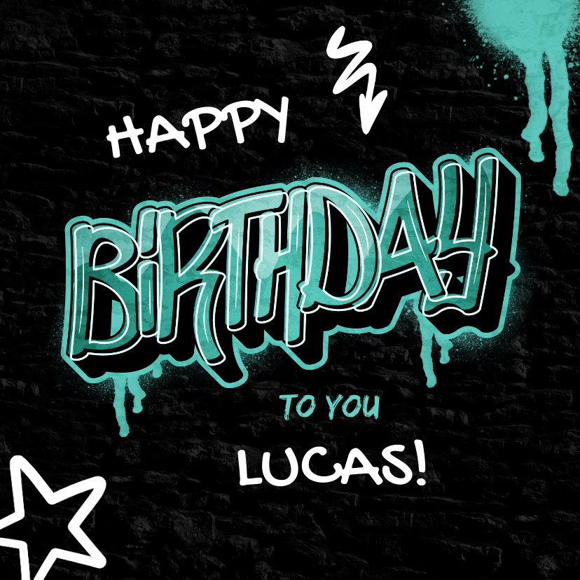Geburtstagskarten - Geburtstagskarte Graffiti blaugrün