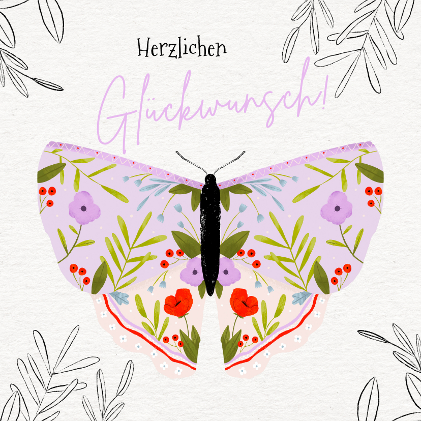 Geburtstagskarten - Geburtstagskarte lila Schmetterling