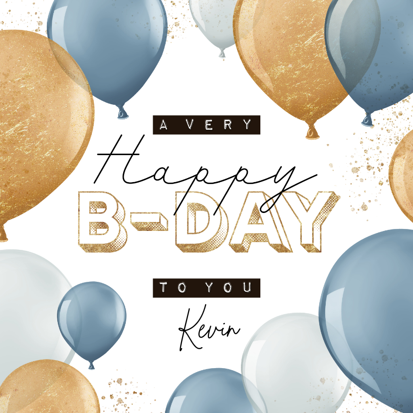 Geburtstagskarten - Geburtstagskarte Luftballons blau & gold