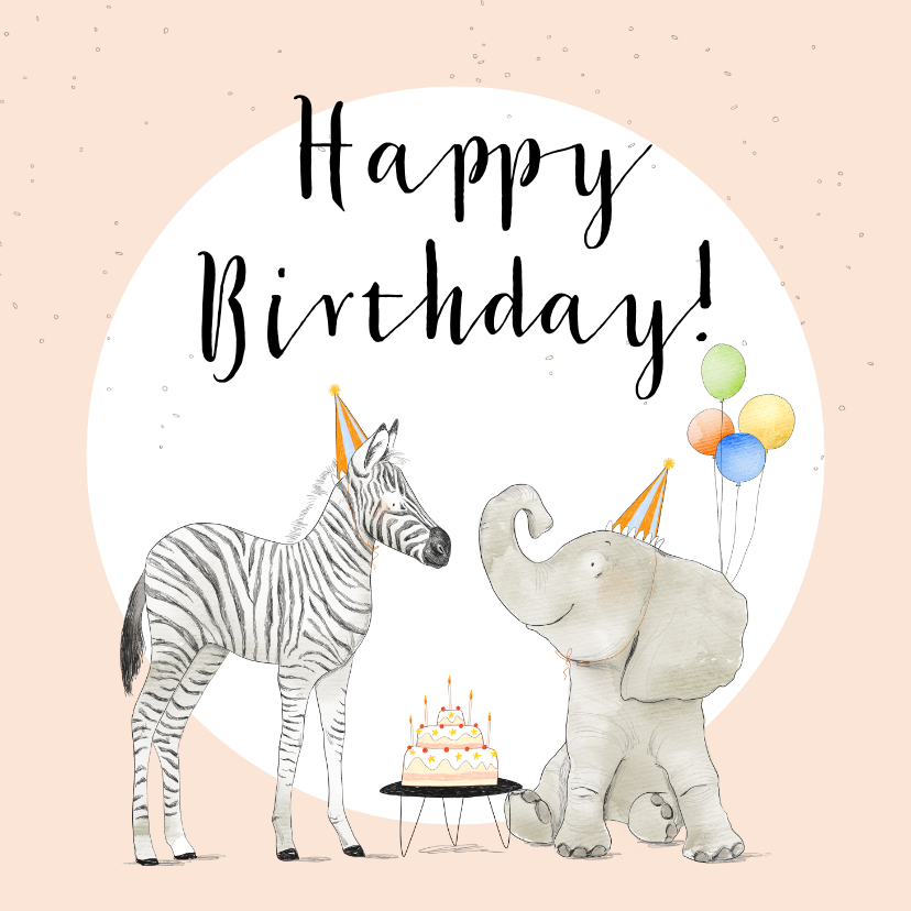 Geburtstagskarten - Geburtstagskarte Zebra und Elefant