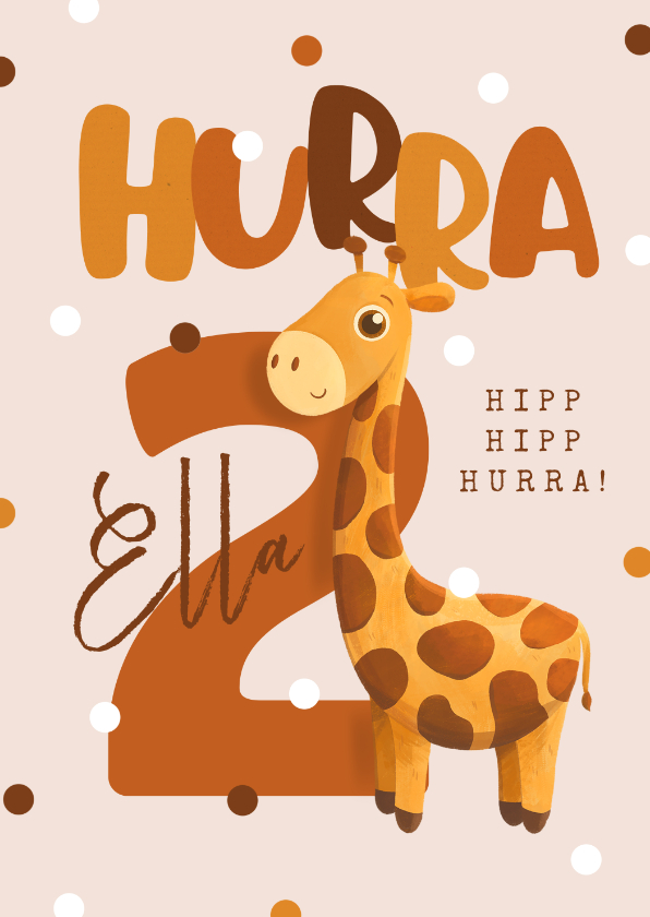 Geburtstagskarten - Glückwunschkarte 2. Geburtstag Giraffe