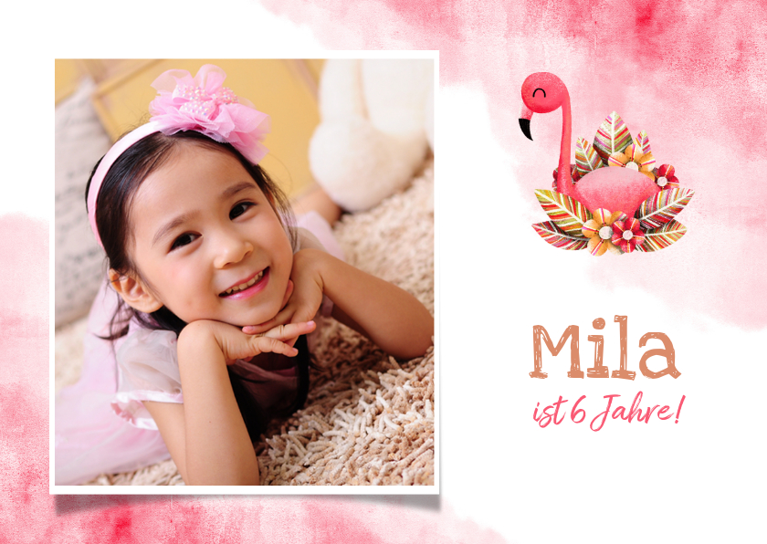 Geburtstagskarten - Glückwunschkarte zum Geburtstag mit Flamingo