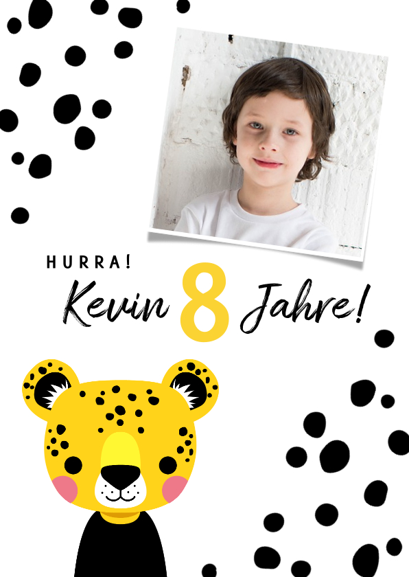 Geburtstagskarten - Glückwunschkarte zum Kindergeburtstag Leopard