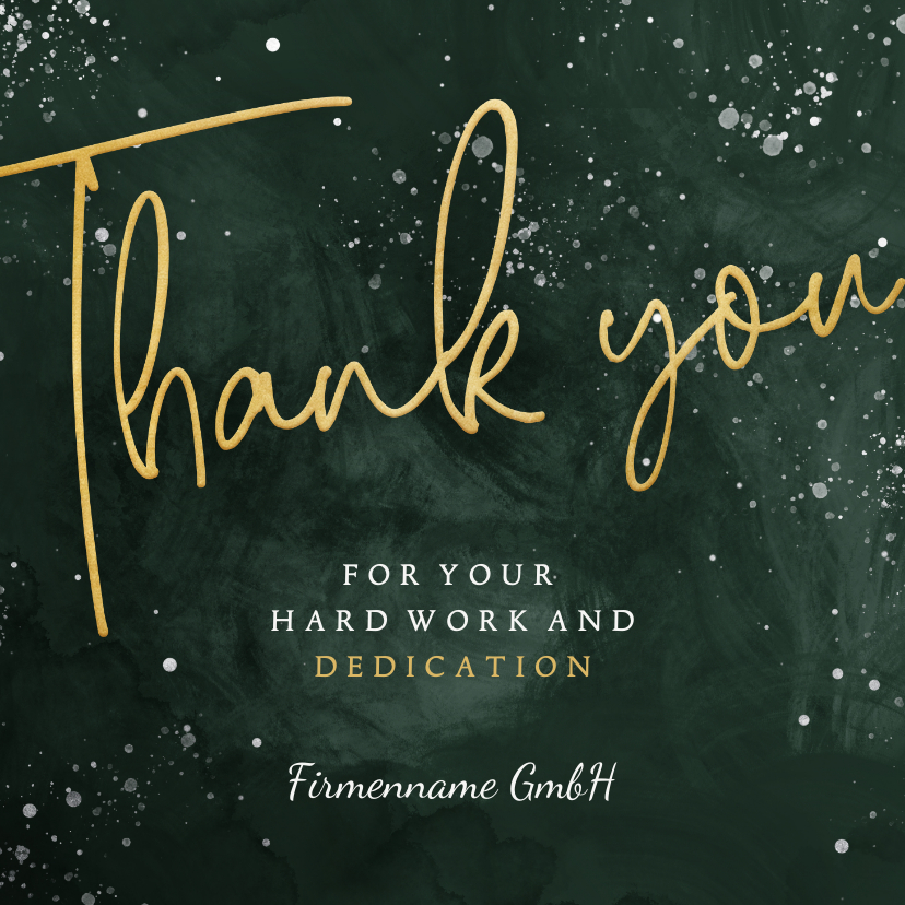 Geschäftliche Weihnachtskarten - Dankeskarte Mitarbeiter Weihnachten 'Thank you'