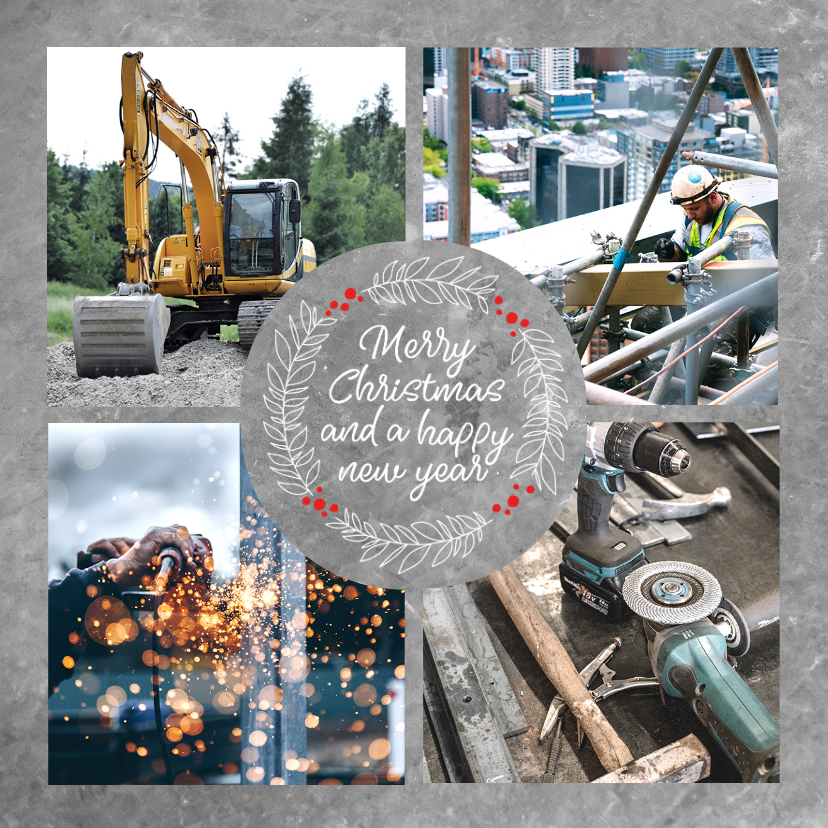 Geschäftliche Weihnachtskarten - Geschäftliche Weihnachtskarte Betonlook mit 4 Fotos