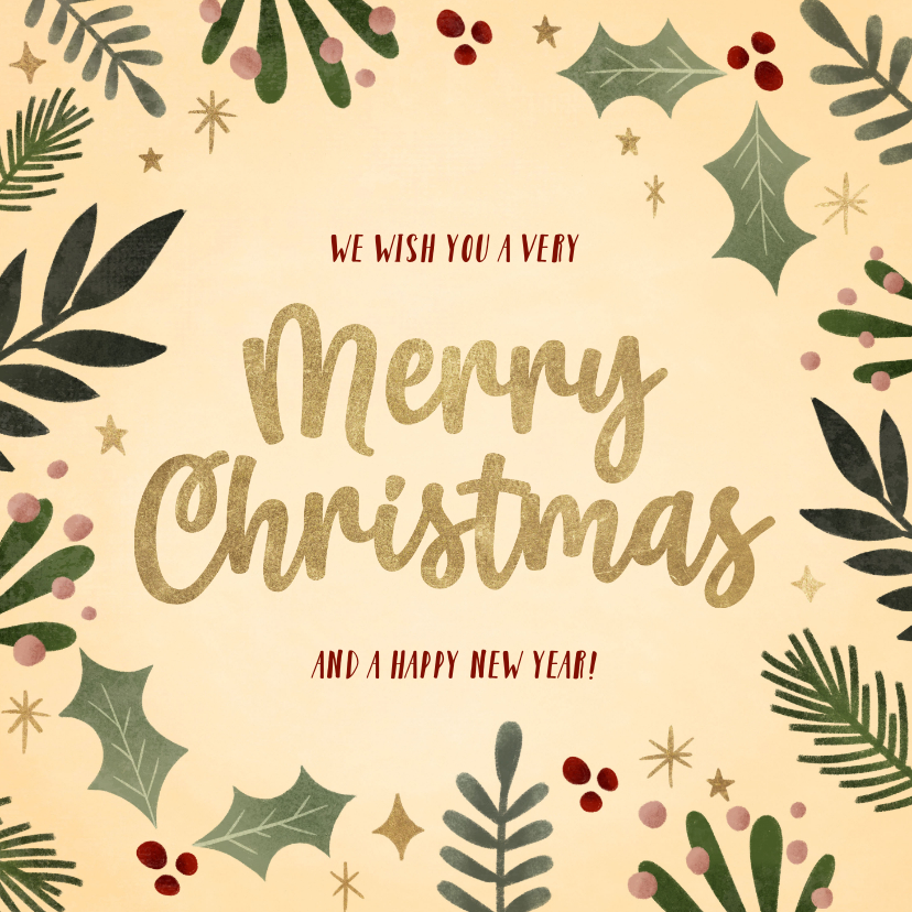Geschäftliche Weihnachtskarten - Weihnachtskarte Firma Merry Christmas klassisch