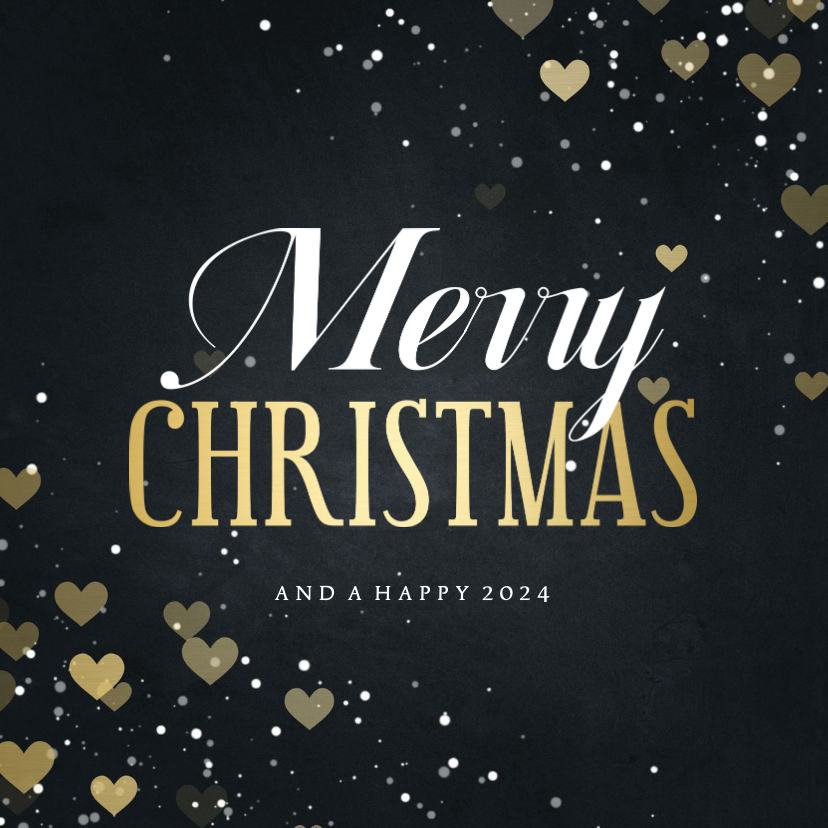 Geschäftliche Weihnachtskarten - Weihnachtskarte für Mitarbeiter 'Merry Christmas' Herzen