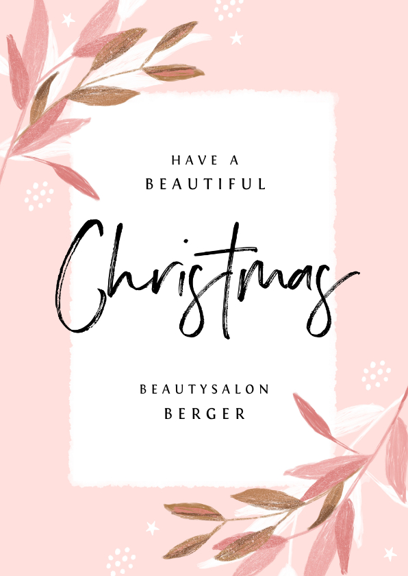 Geschäftliche Weihnachtskarten - Weihnachtskarte geschäftlich Zweige pastell rosé