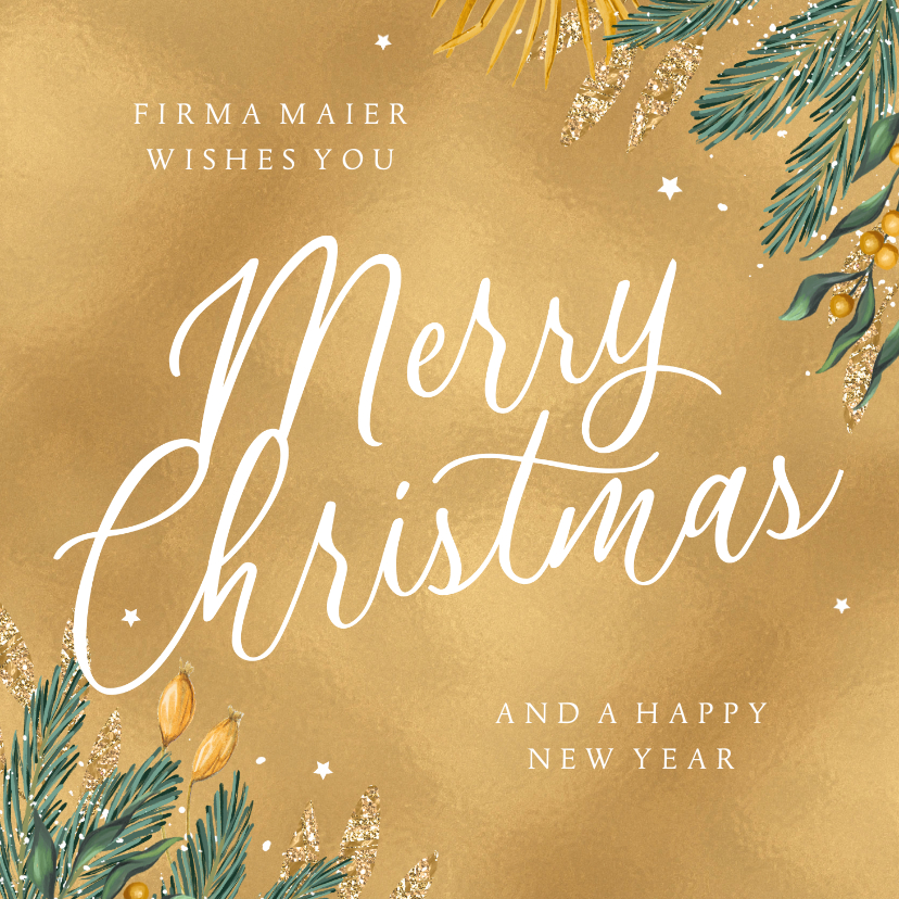 Geschäftliche Weihnachtskarten - Weihnachtskarte international Goldoptik