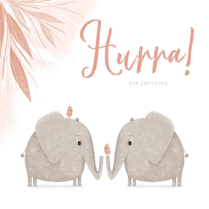 Glückwunschkarten - Glückwunschkarte Geburt von Zwillingen süße Elefanten