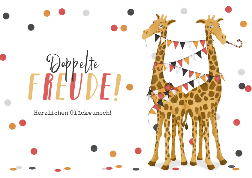 Glückwunschkarten - Glückwunschkarte Giraffen rot Zwilling doppelte Freude