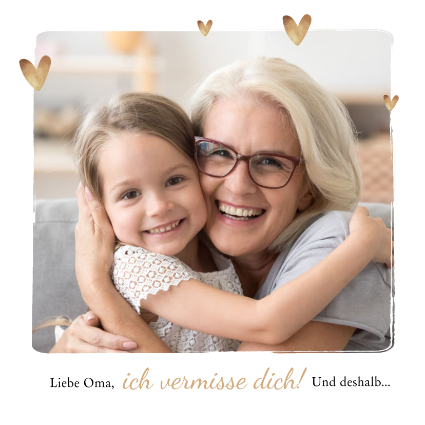 Grußkarten - Foto-Grußkarte mit Herzen 'Liebe Oma'