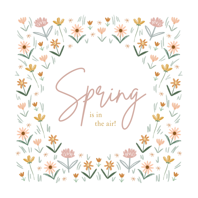 Grußkarten - Grußkarte mit kleinen Blumen 'Spring is in the air'