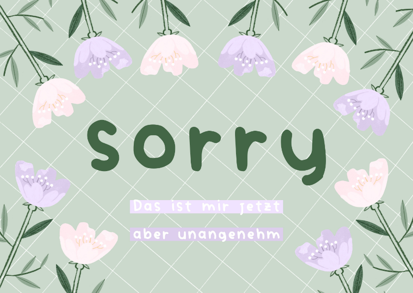 Grußkarten - Karte Sorry mit lila Blumen